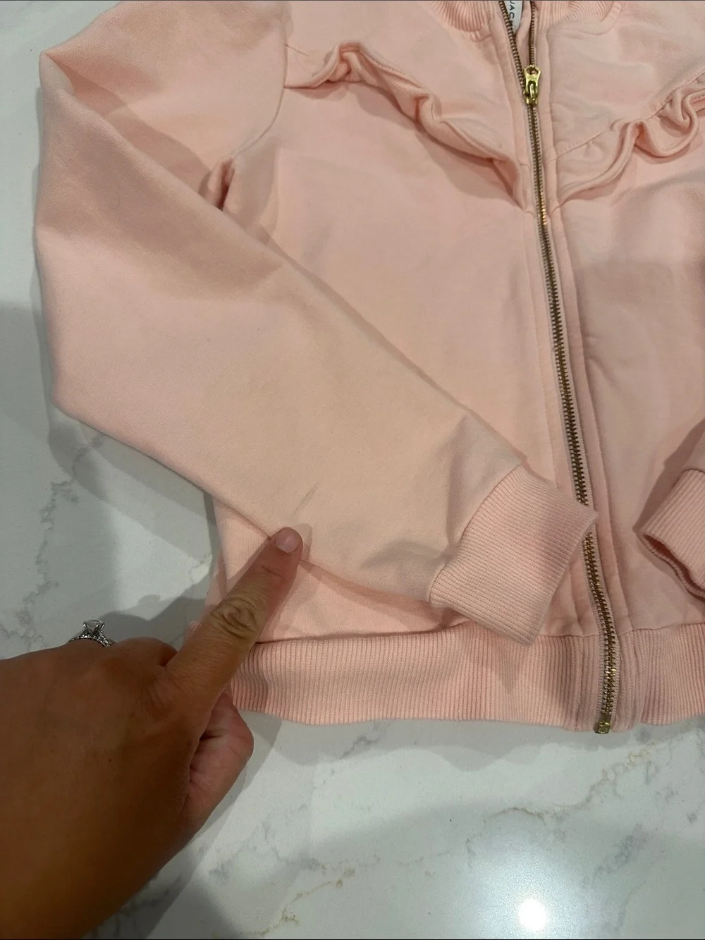 Janie and Jack Ruffled Zip-up Jacket Pink and gold Size 8